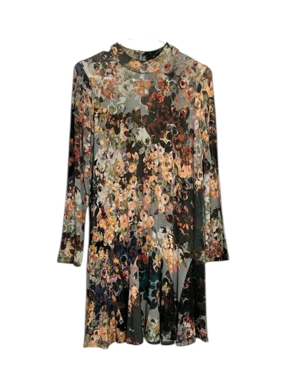 Uncle Frank Abstract Floral Mini Dress Keyhole Back Long Sleeve Small
